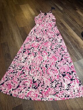 Cynthia Rowley White Pink and Navy Floral Tie-Front Tank